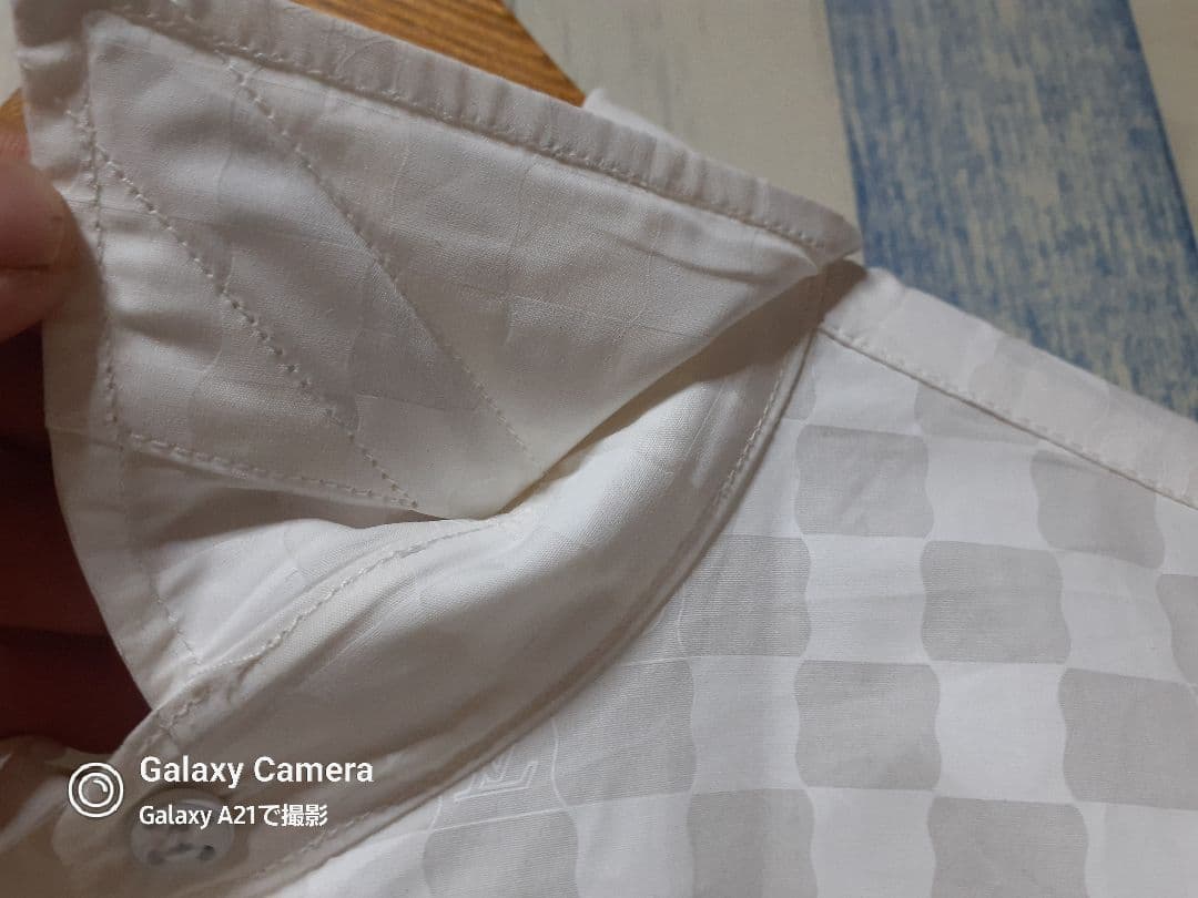 伊製 ルイヴィトン/242MF ダミエ ロゴ/ジャガード 半袖シャツ XL程度