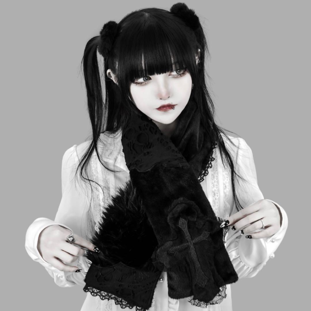 DimMoire【ディムモアール】十字の誓いつぎはぎマフラー/Black 新品