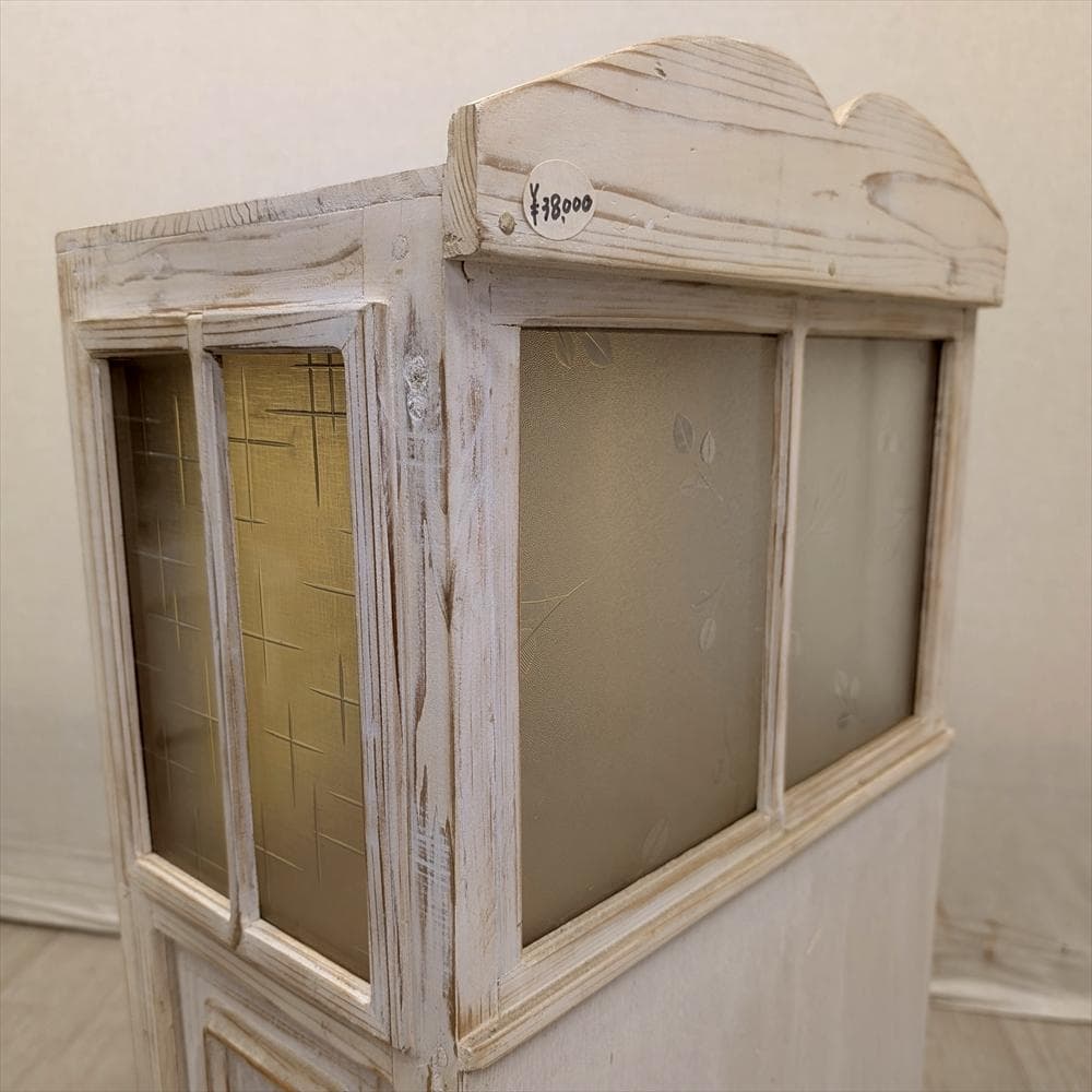 展示品　レトロガラス　シャビー　ハンドメイド　キャビネット　飾り棚　フレンチ　B