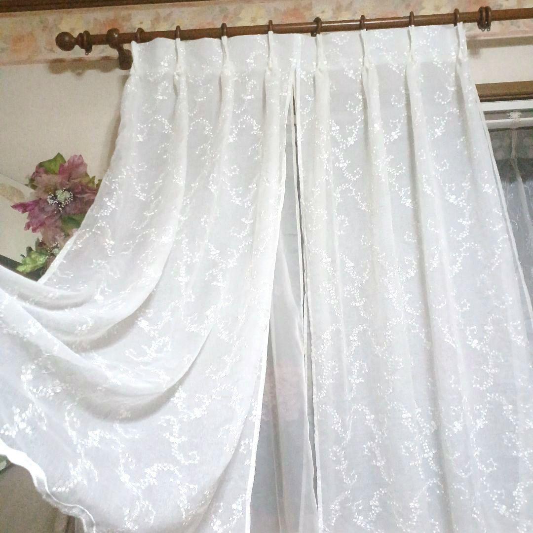 レースカーテン【こたつねこ様オーダー品②③小花刺繍トルコレース】ハンドメイド