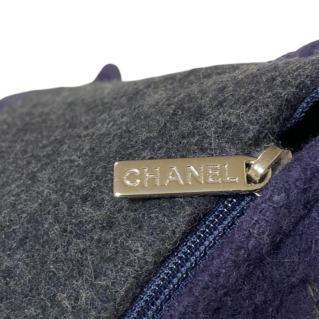 シャネルCHANEL バイカラー ココマーク クッション ウール カシミヤ