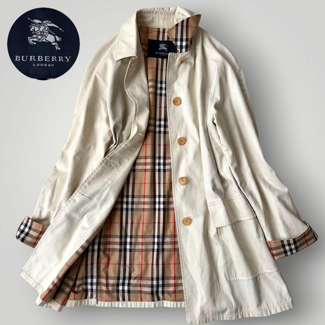 美品☆バーバリーロンドン ステンカラーコート ノバチェック 大きいサイズ