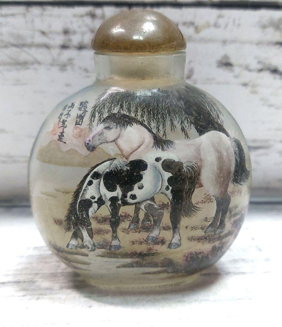 ★骨董品　白馬の描かれた鼻煙壷