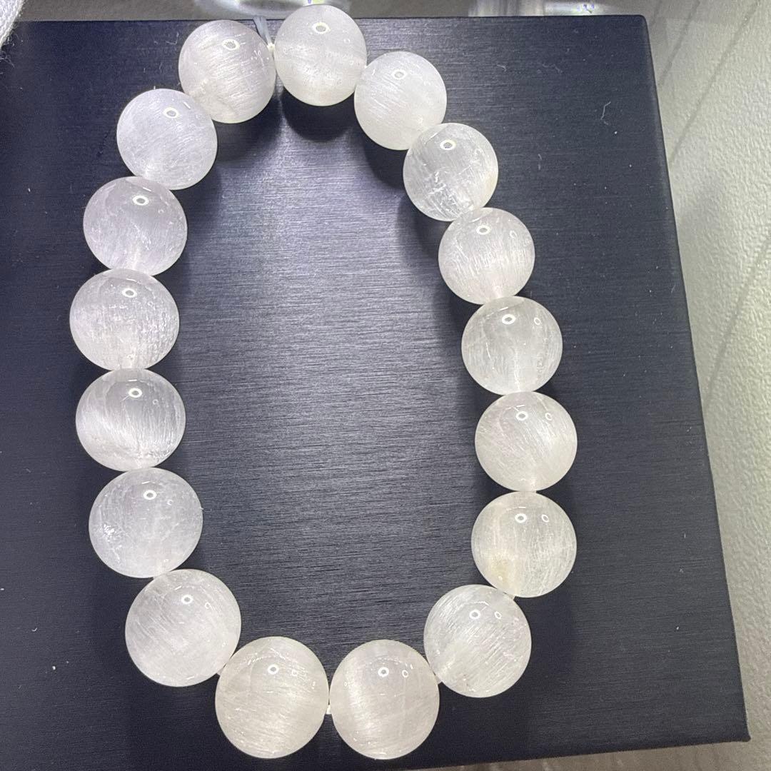 ホワイトラビットヘア サゲニティッククォーツ天然石ブレスレット (高品質)
