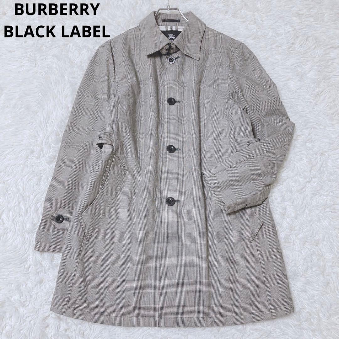 バーバリーブラックレーベル　ステンカラーコート　千鳥格子　裏地　ノバチェック　M