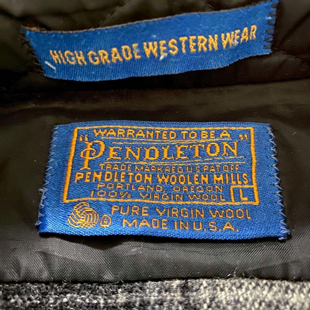 PENDLETON 90s シャドウチェック　オンブレ　白　黒　ペンドルトン　L