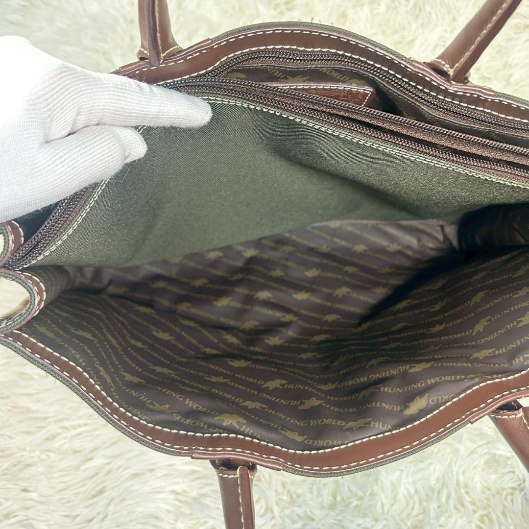 美品✨ハンティングワールド サファリトゥデイ 2室 トートバッグ A4可 カーキ