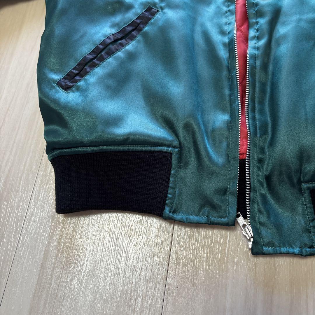 Hoshihime スカジャン 緑×黒 松井玲奈 S 龍 富士山 刺繍 サテン