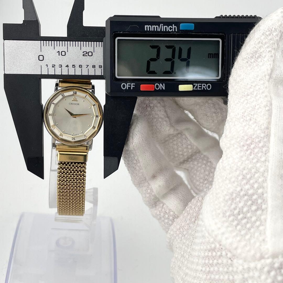 【稼働/18KT】クレドール　セイコー　腕時計　シェル文字盤　ドデカゴン　多角形