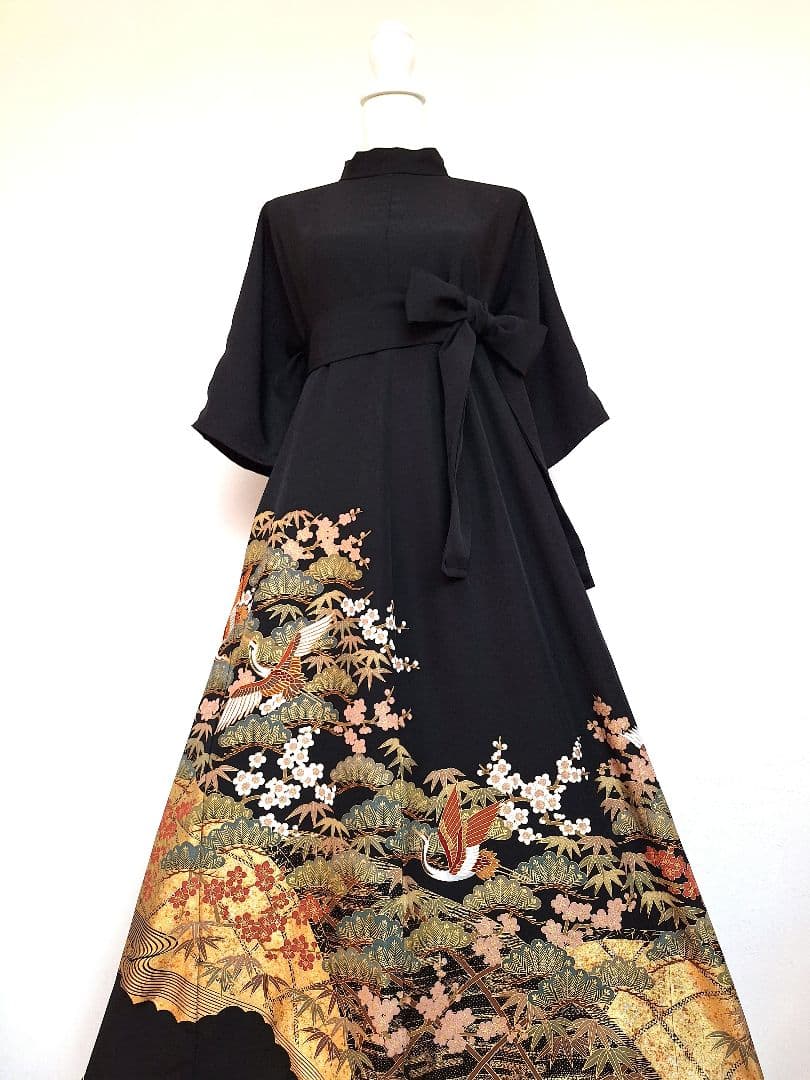 着物リメイクワンピース3708