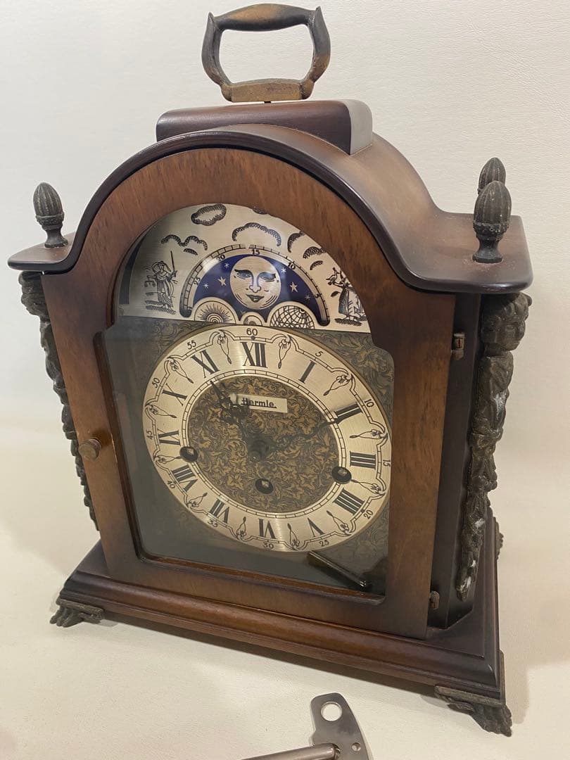 希少品　Hermle ゼンマイ式置き時計　ムーンフェイズ　ドイツ製