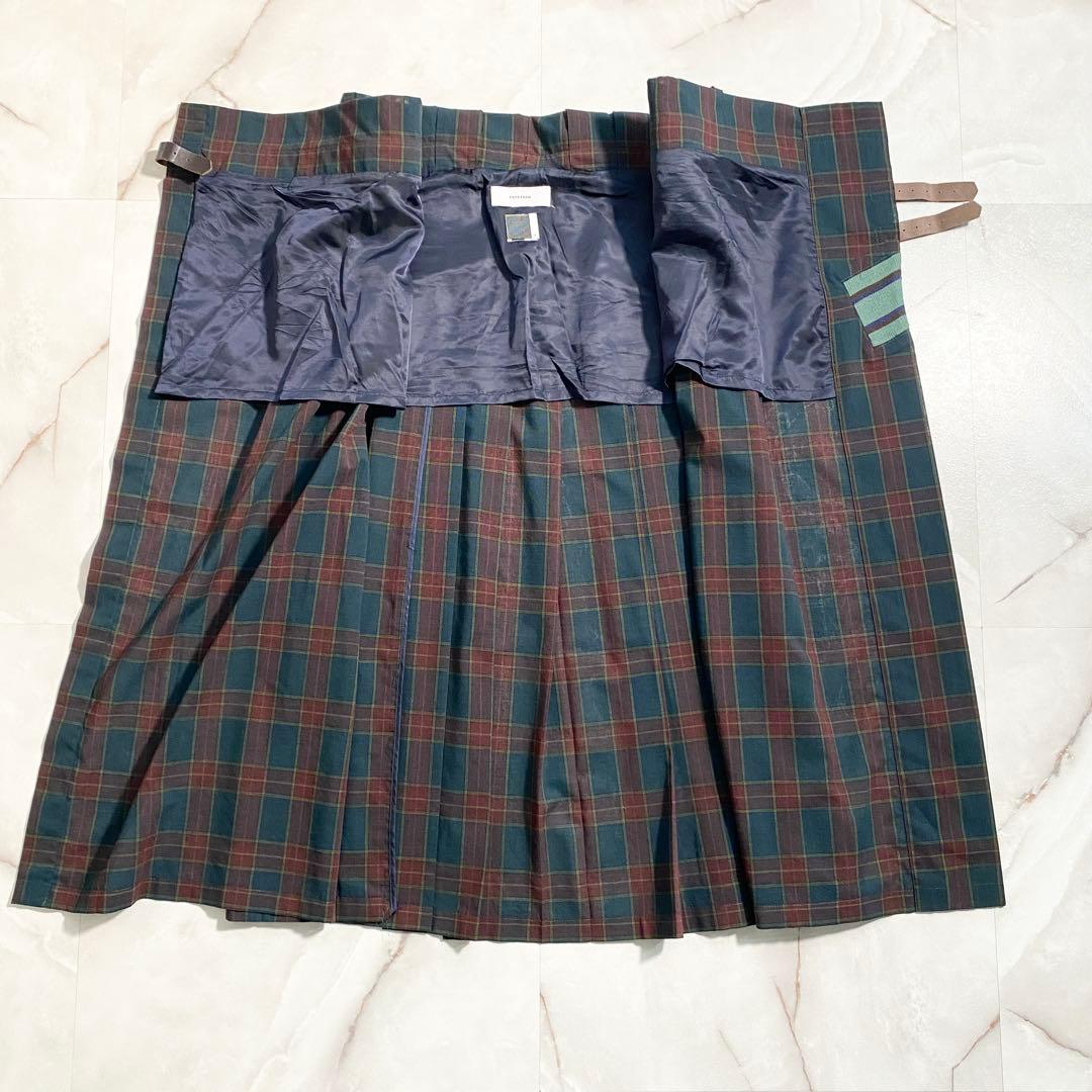 A17478 美品 ファセッタズム チェックラップスカート 緑×赤系 5