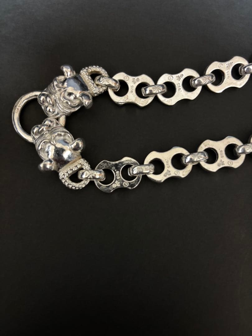 【数量限定】シルバー925 ヴィンテージチェーン　ピットブル彫刻　ネックレス