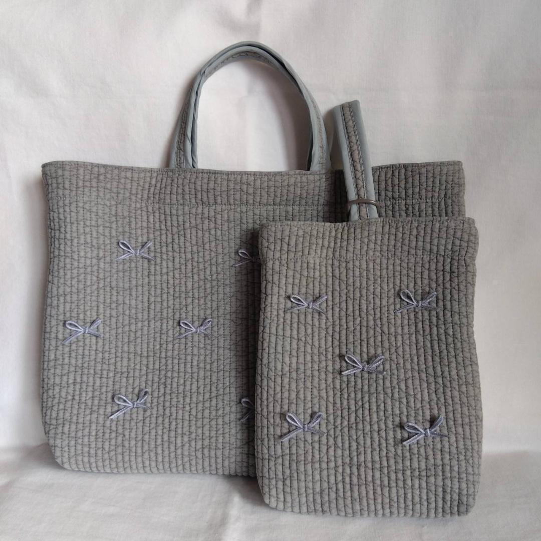 7♡7様　上靴袋×2 体操服袋 ネイビー RGリボン