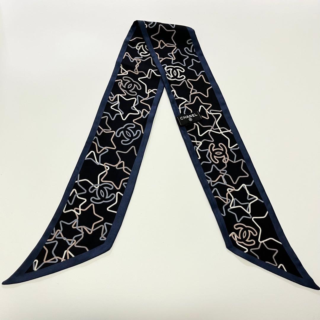 希少✨美品✨CHANEL シャネル　ヘアバンド　スカーフ　ココマーク　スター柄