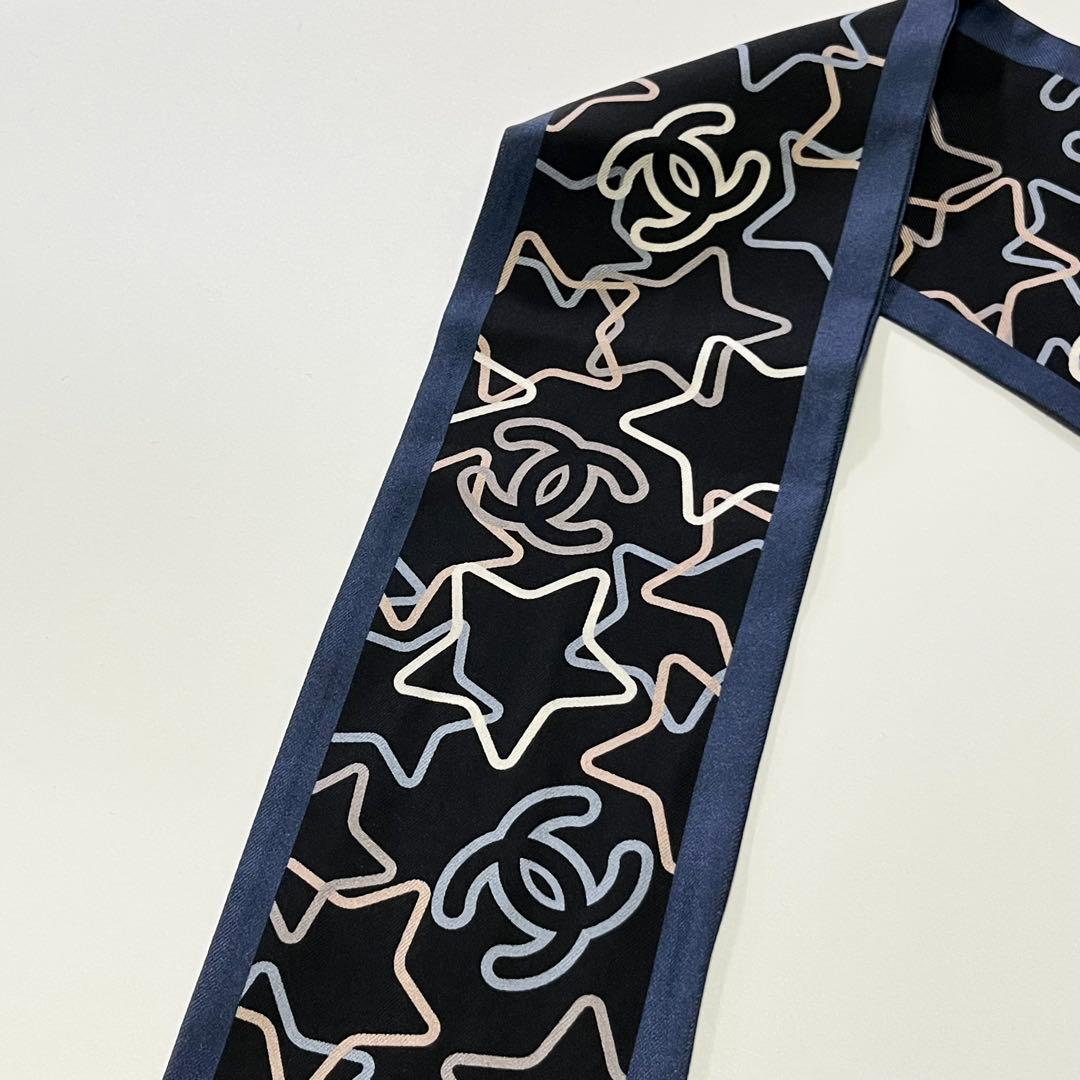 希少✨美品✨CHANEL シャネル　ヘアバンド　スカーフ　ココマーク　スター柄