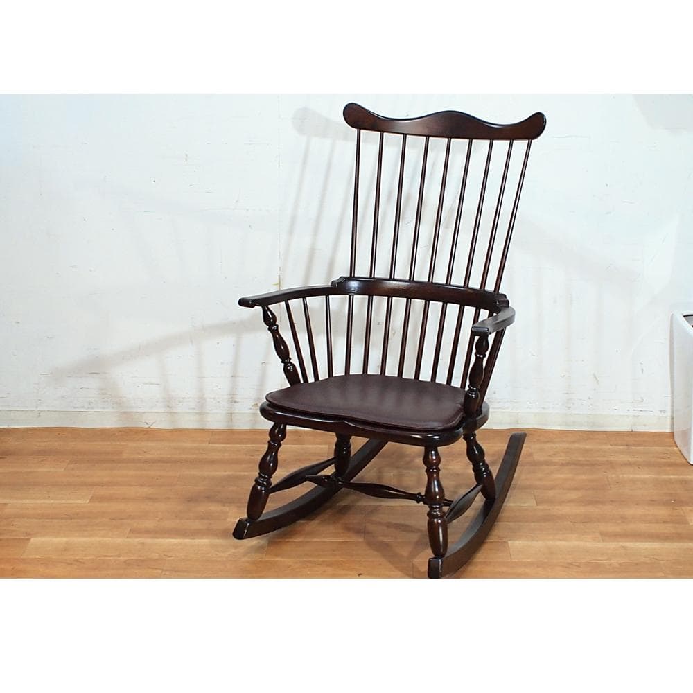 美品 希少 松本民芸家具 コームバックロッキングチェア ミズメザクラ×ナラ