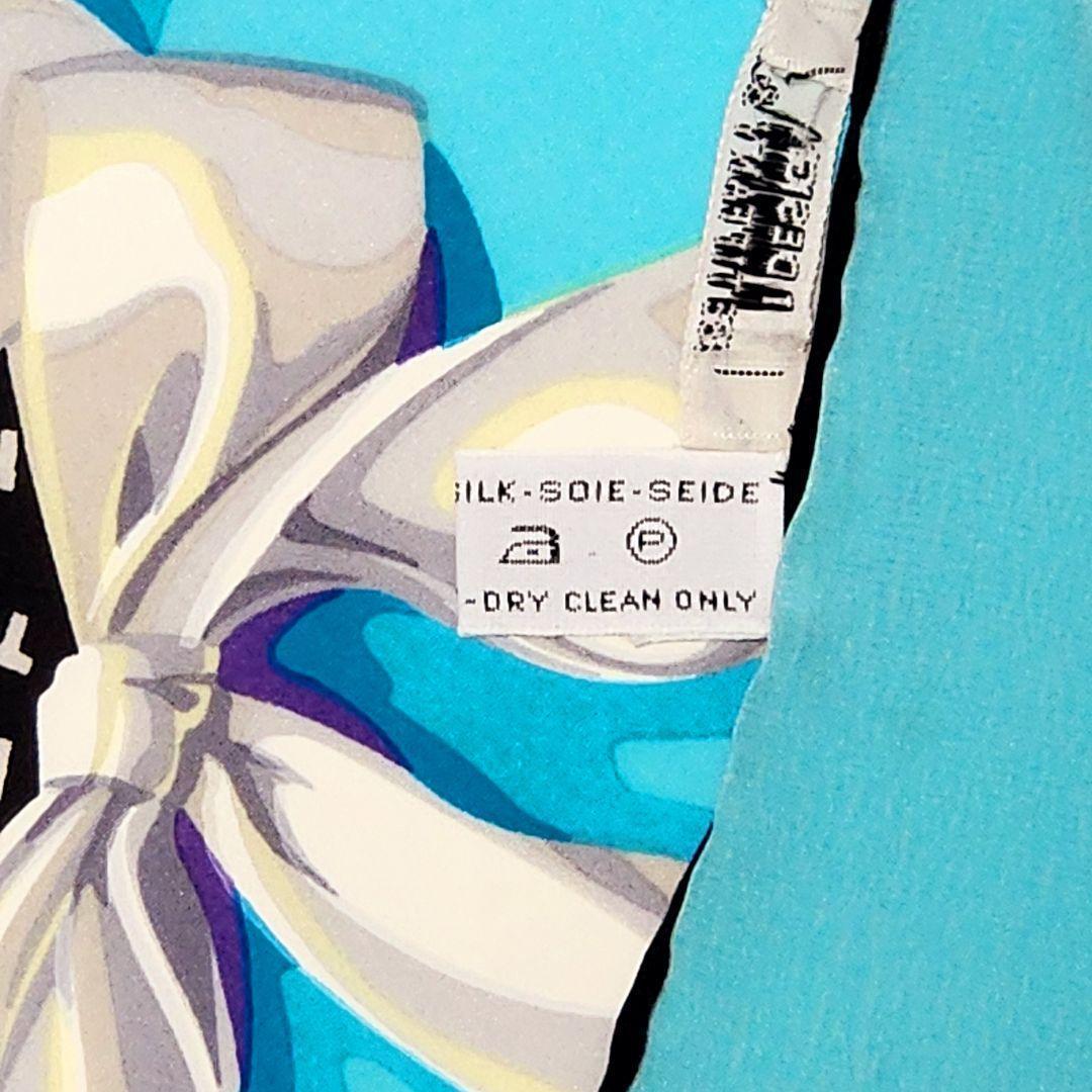 ☆Tiffany & Co.☆ スカーフ 大判 リボン Tロゴ スカイブルー