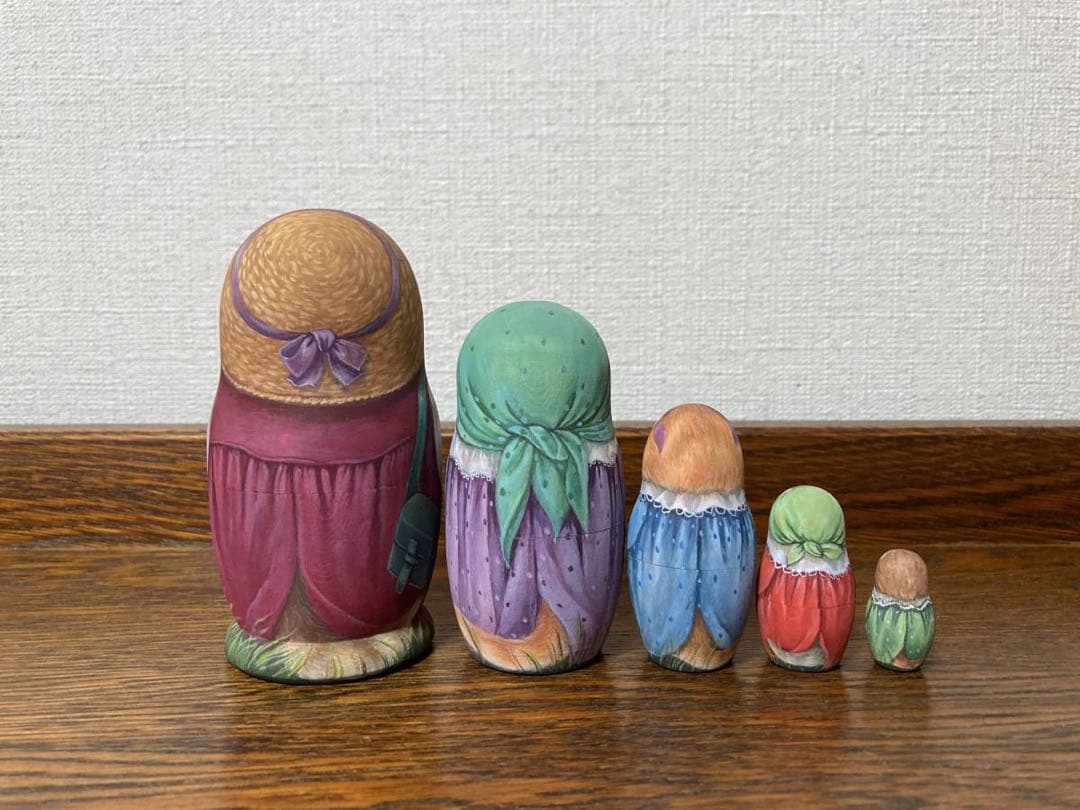 ロシア雑貨☆ネコマトリョーシカ『蝶々Butterfly』(5P)猫Catリダ工房