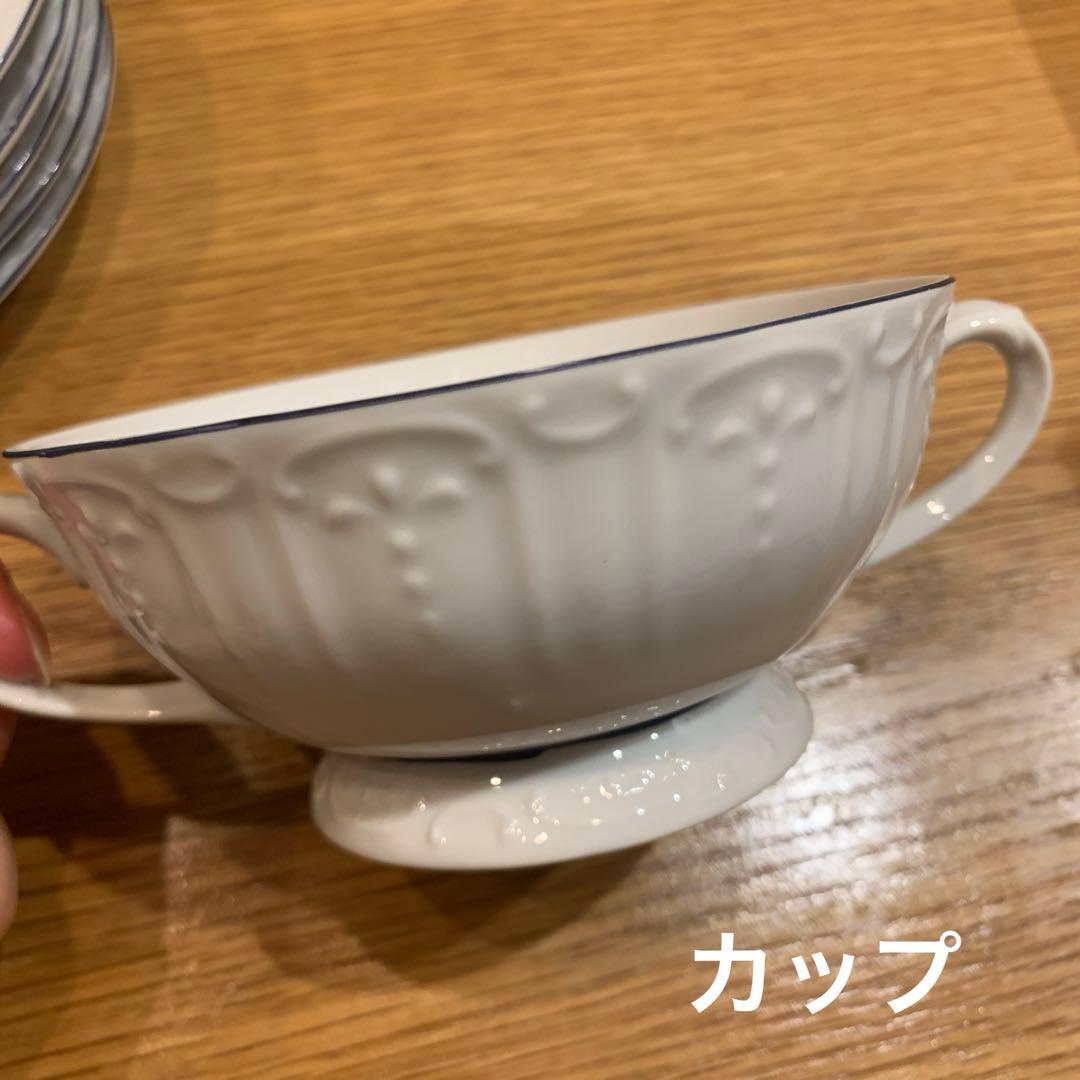 fancy CHINA 食器セット 31点 白 青縁 レトロ　大人数　パーティー