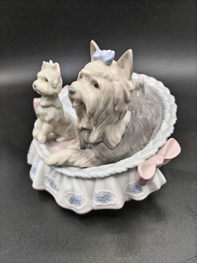 LLIADRO　「ヨークシャーテリア親子」ポーセリン(磁器)置物