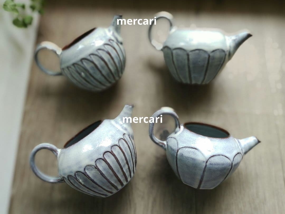 【じゅんさま専用】薄灰茶ポット③　クリームカップ2つ　薄灰茶マグカップ