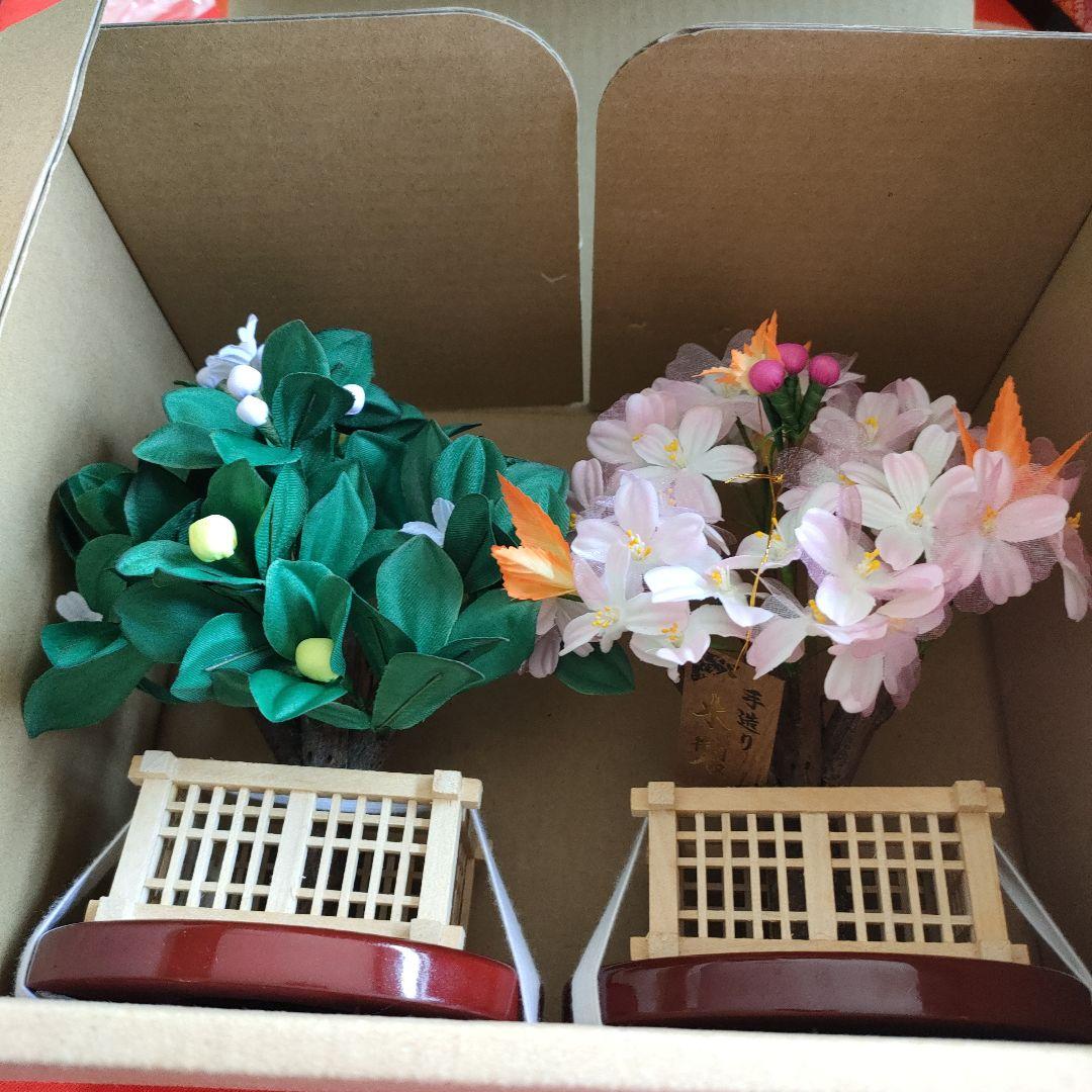 雛道具　雪洞 樹脂 しだれ桜コードレス(高さ32cm)桜橘(高さ18cm) 木製