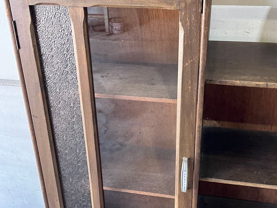 珍*い様 昭和レトロ 木製 飾り棚 本棚 ダイヤガラス 戸棚