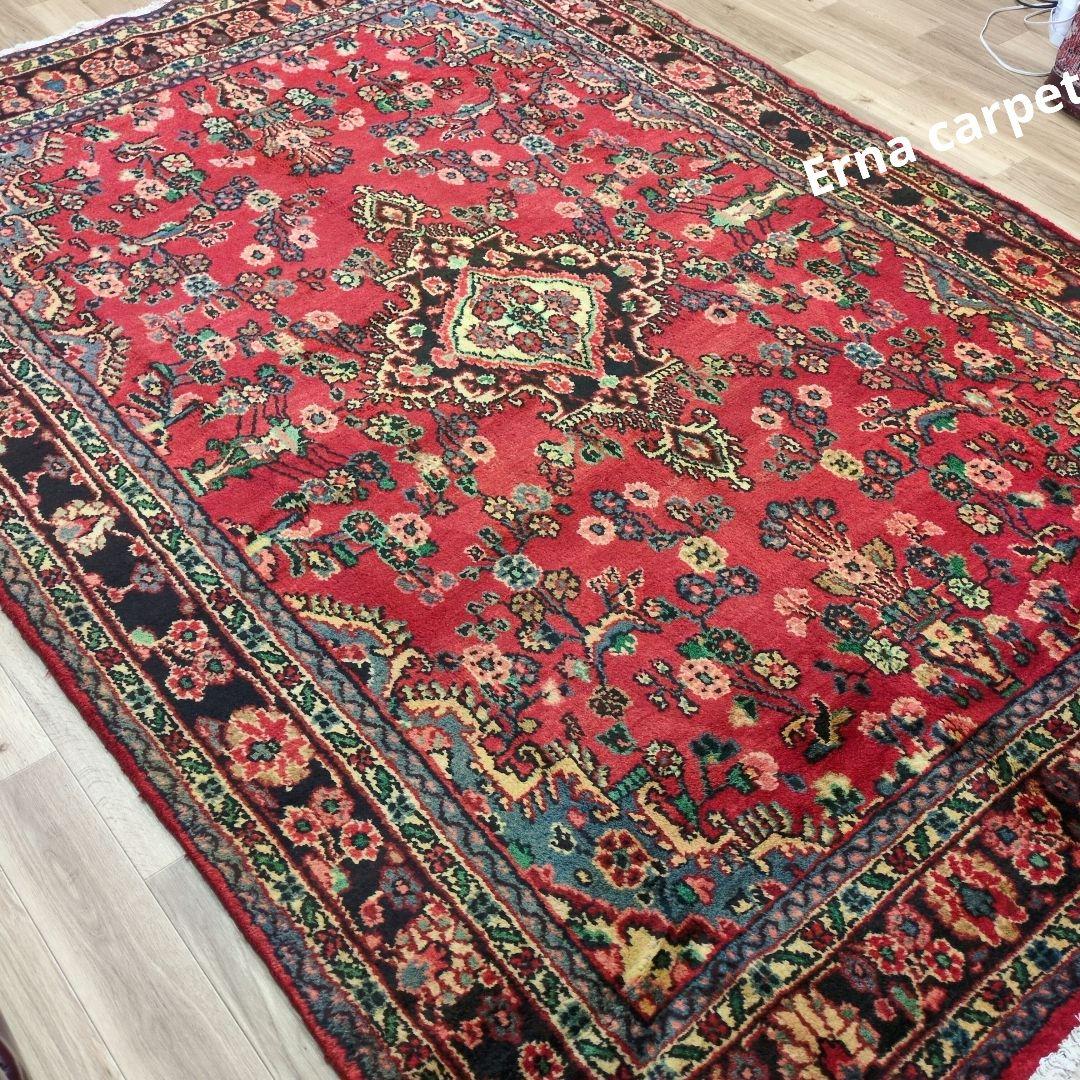 ペルシャ絨毯 298x210 手織り 美術品 草木染 ハマダン産クリーニング済み