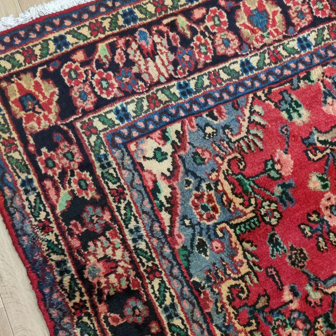 ペルシャ絨毯 298x210 手織り 美術品 草木染 ハマダン産クリーニング済み