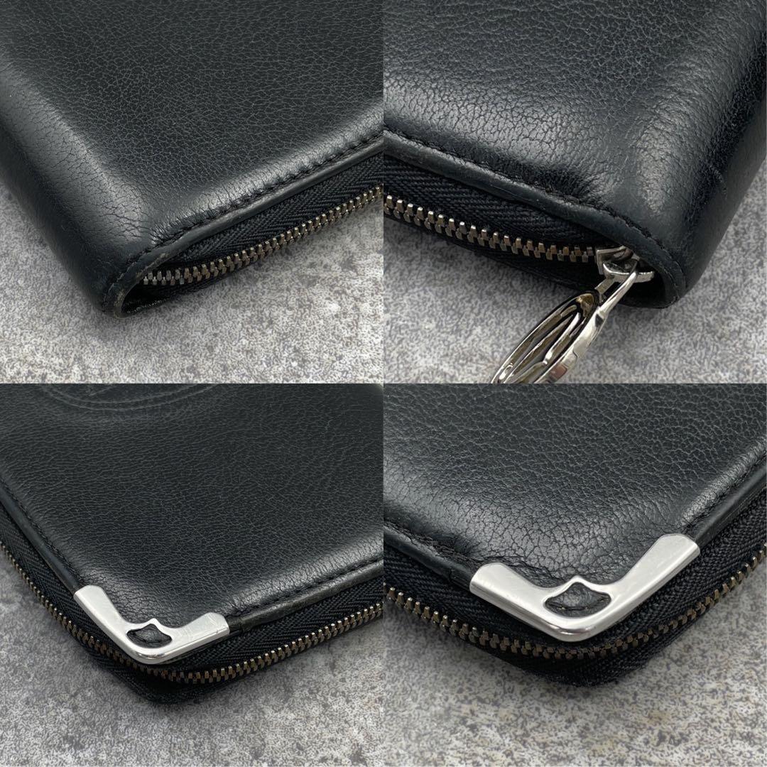 Cartier　カルティエ　長財布　黒　ブラック　レザー　ラウンドファスナー