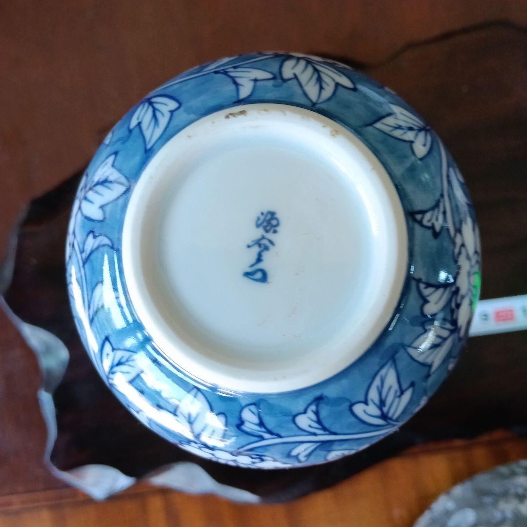 源右衛門　染付牡丹絵　花瓶