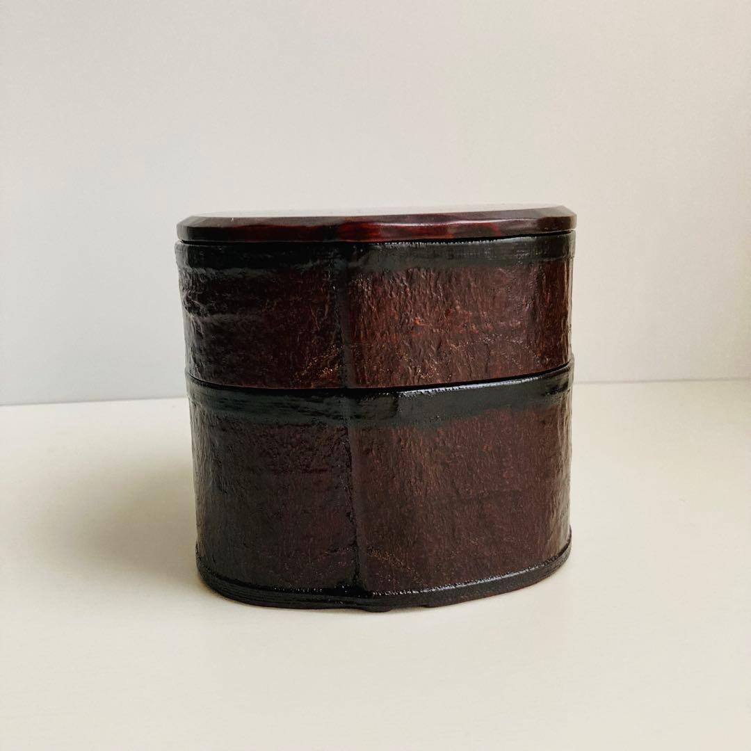 漆工芸　漆作家　本間幸夫　木皮二段重（角）弁当箱　重箱　荻房　 漆器