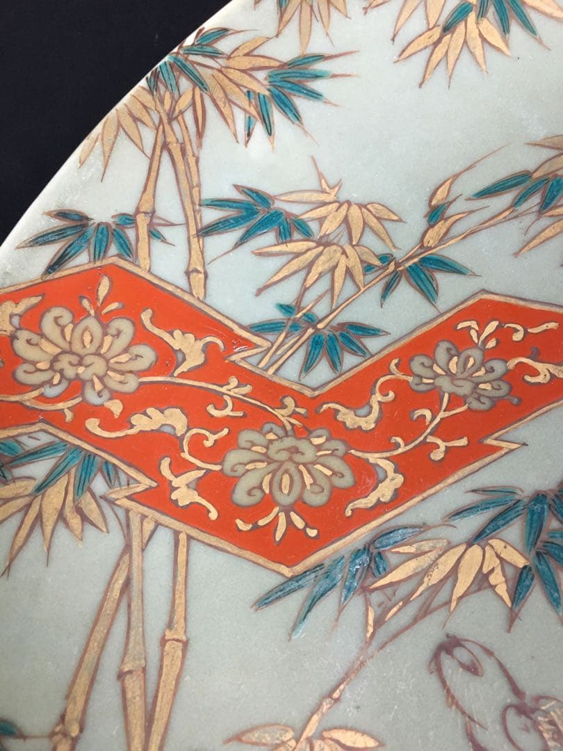 S333伊万里焼 猫虎飾皿 大皿 直径約49.2㎝