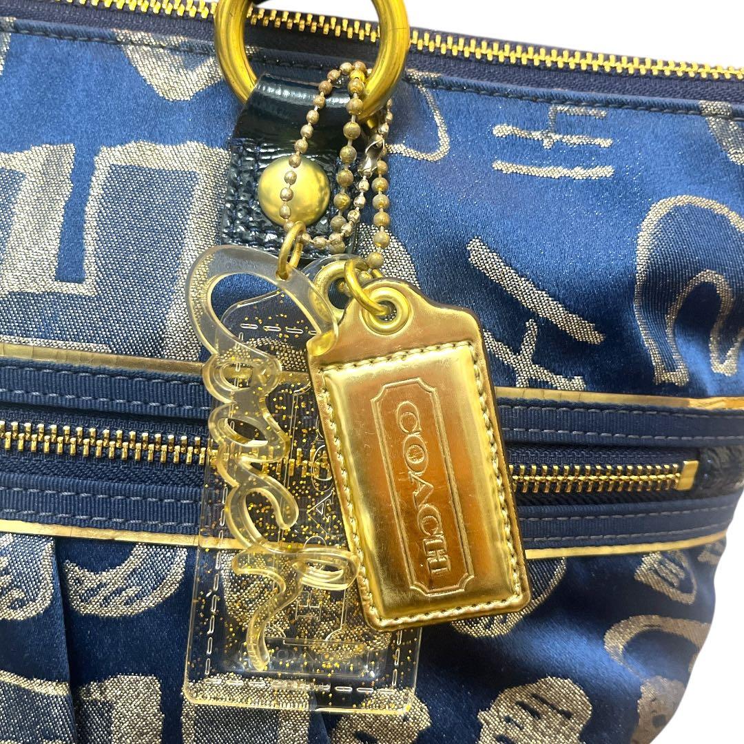 【極美品★人気】COACH POPPYトートバッグ ネイビー 肩掛け A4