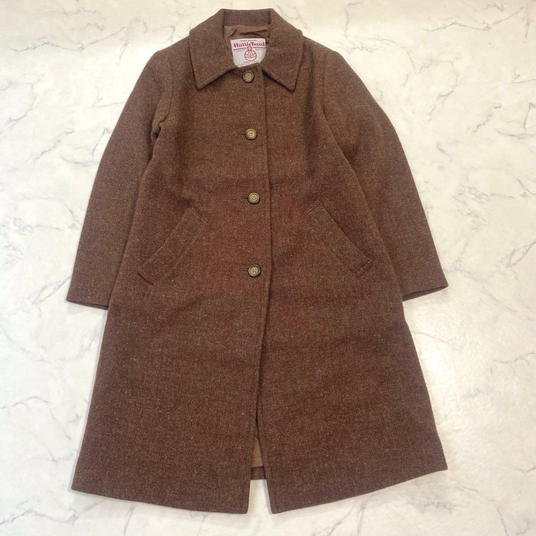 ハリスツイード　Harris Tweed ステンカラーコート　ブラウン