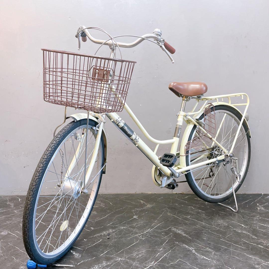 配送価格【980】《限定》一般車 ママチャリ Bruges クリーム 26インチ
