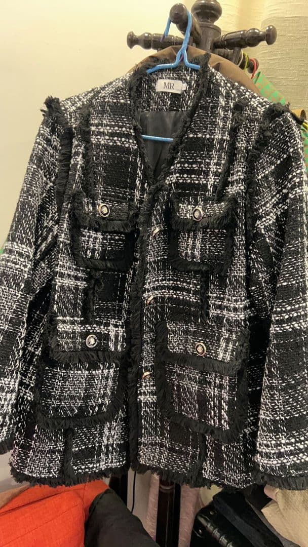チェック柄ツイードジャケット
