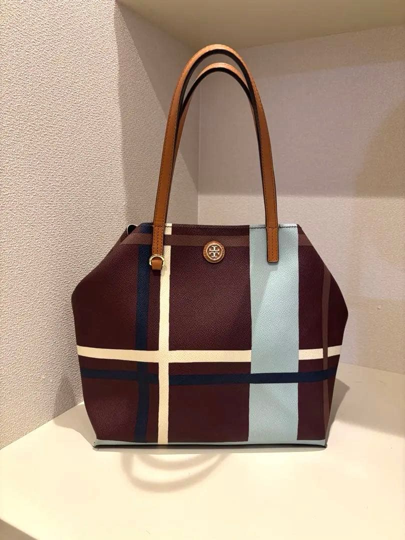 早い者勝ち価格　Tory Burch ボルドー ストライプ 2wayトートバッグ