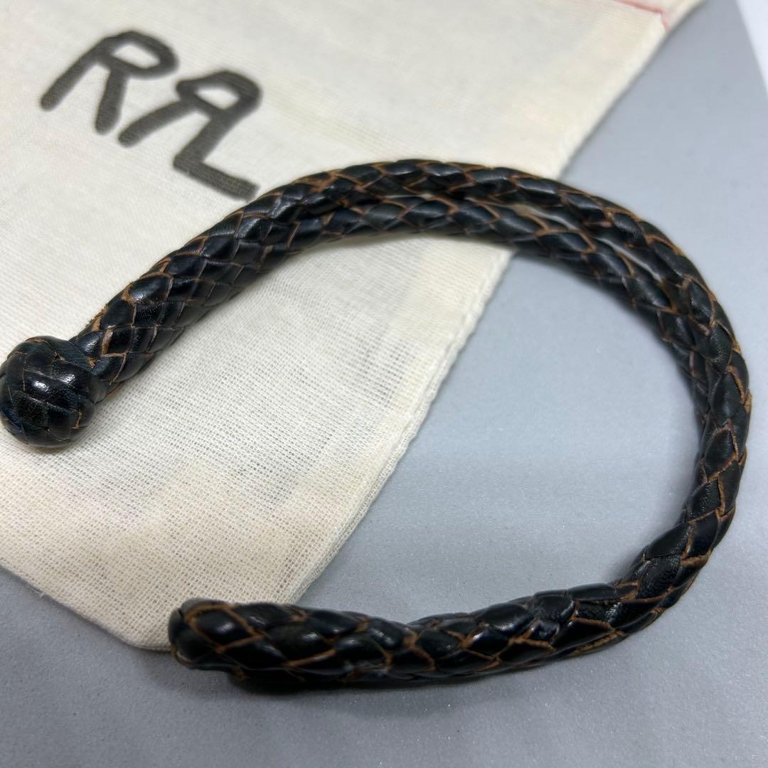 RRL ブラウン レザー 編み込み ブレスレット　レザー　ラルフローレン