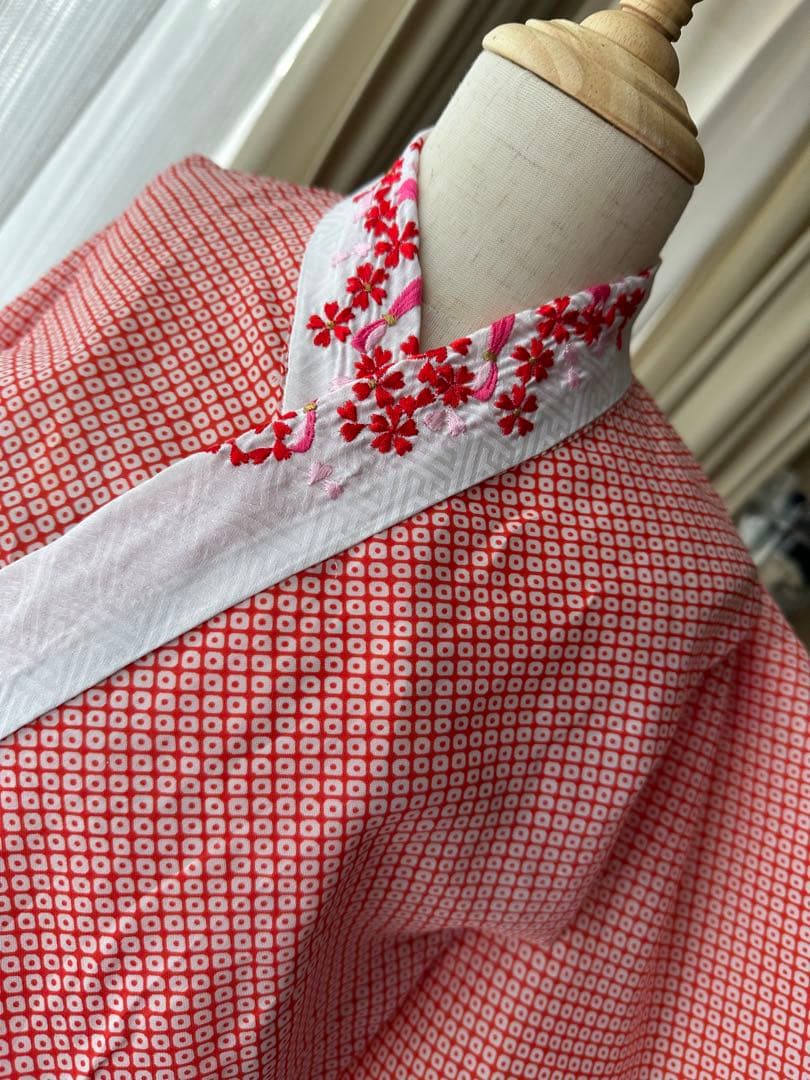 3歳用 七五三セット ピンクに熨斗柄キモノとアイボリーの被布、長襦袢3点セット