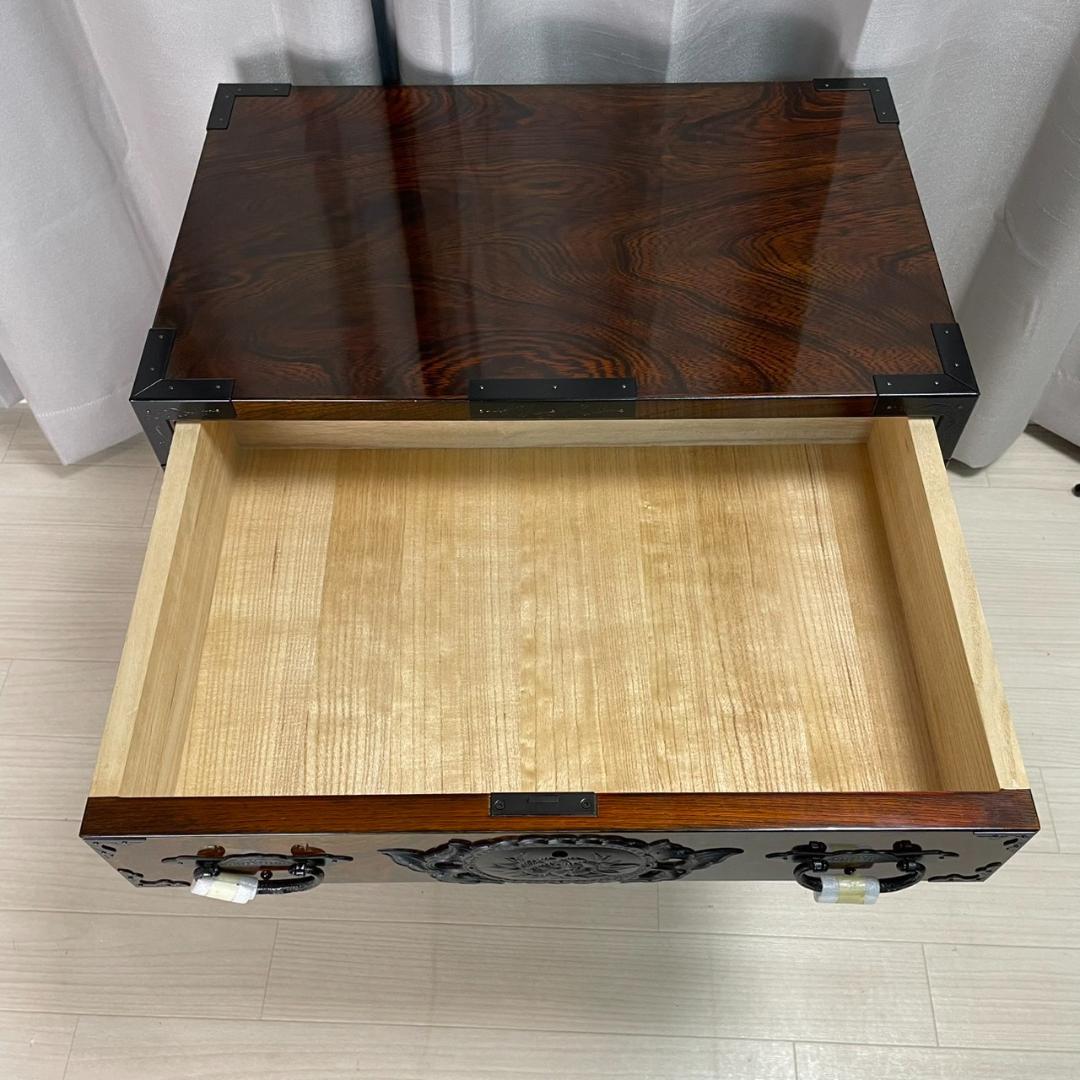 【未使用】　帳場箪笥　仙台箪笥　拭き漆塗り
