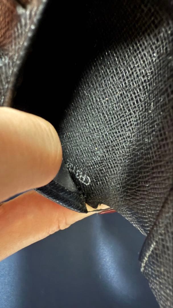 ちょんまげ　ルイヴィトン　ダミエ　 ブラックレザー 二つ折り　財布