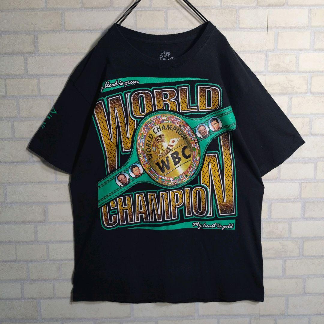 WBC公式★ボクシング チャンピオンベルト 両面プリント 半袖Tシャツ 黒 L