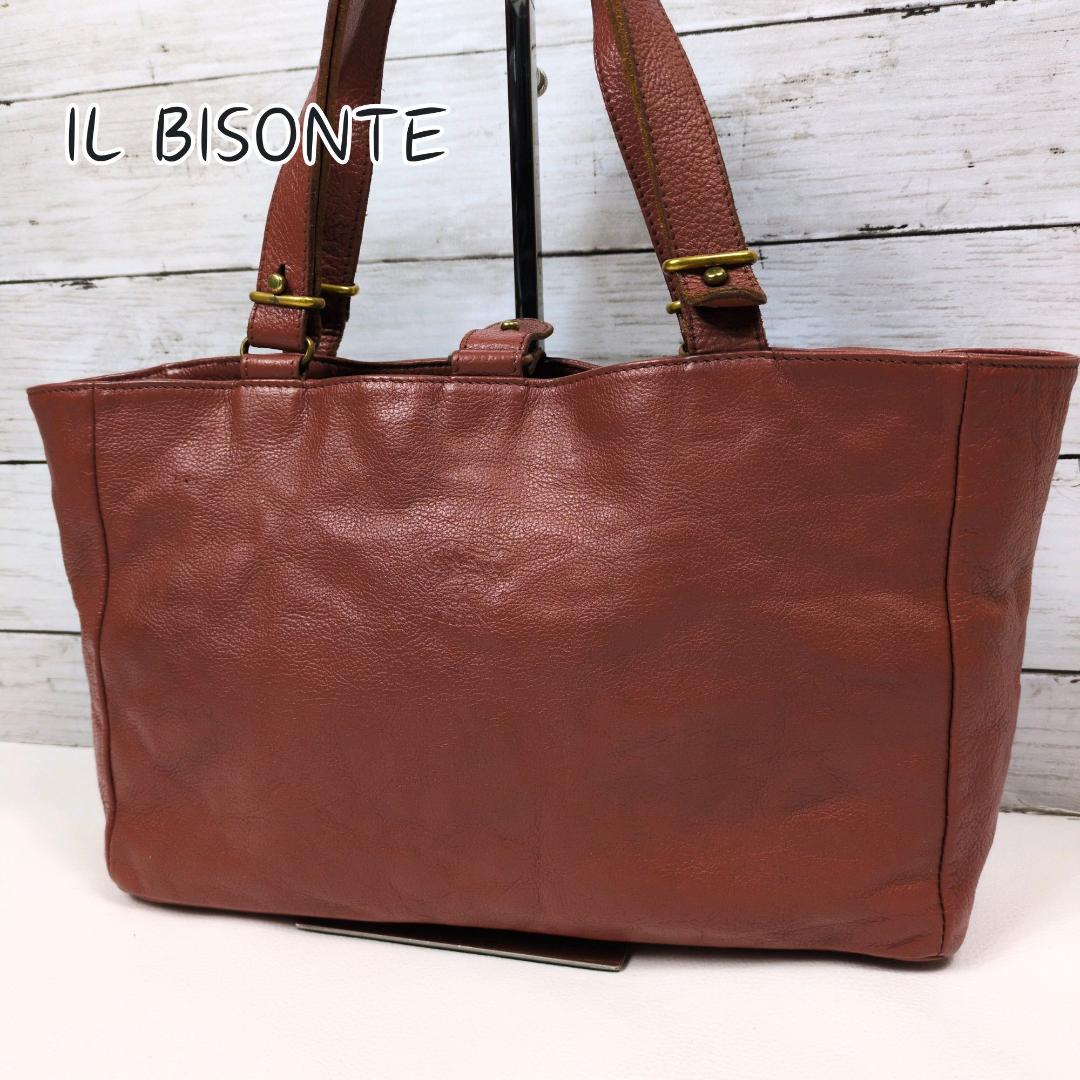 イルビゾンテ ハンドバッグ トートバッグ レザー ブラウン ロゴ型押し