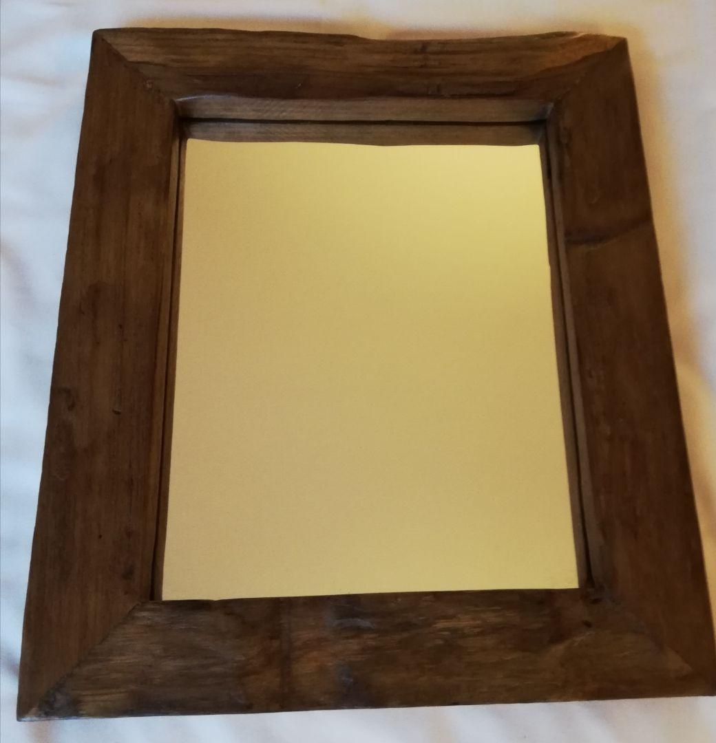 アジアン雑貨　ウッディーミラー　鏡　木材　壁掛け　スタンド木製