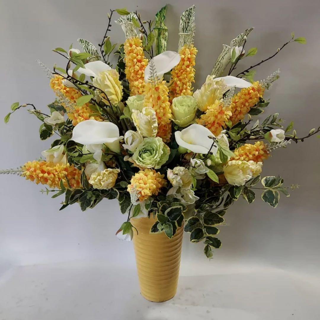 デルヒィニュウム＆カラーMIXアレンジ（造花）高100×幅70・光触媒