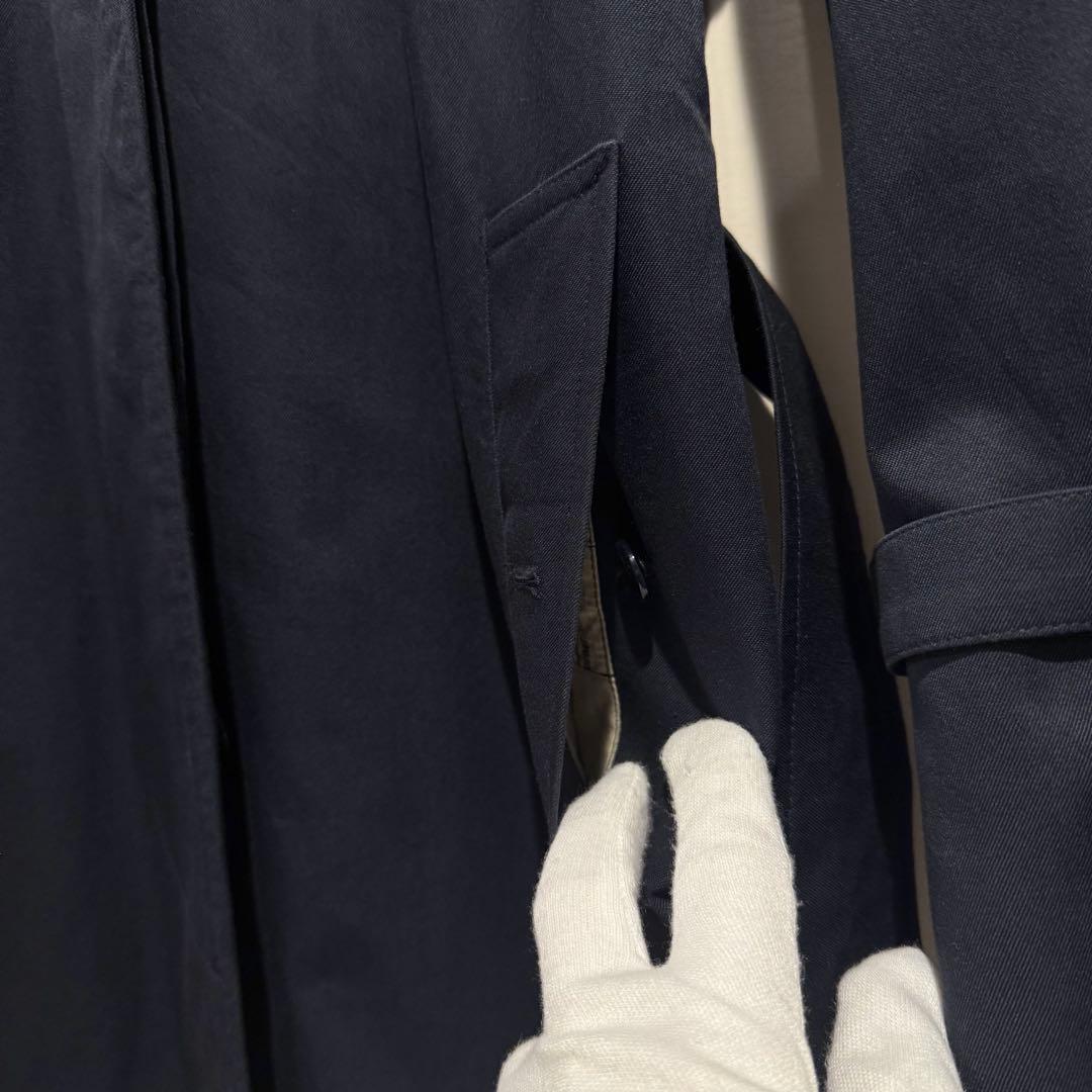 美品‼️バーバリー　ステンカラーコート　裏地ノバチェック ネイビー 高品質マキシ丈