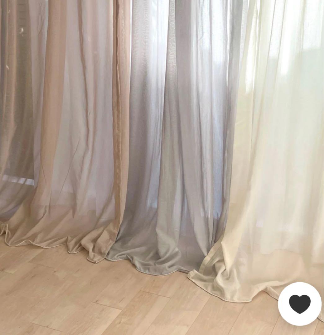 LittleRooms大人気！カラーシフォンカーテン クリーム
