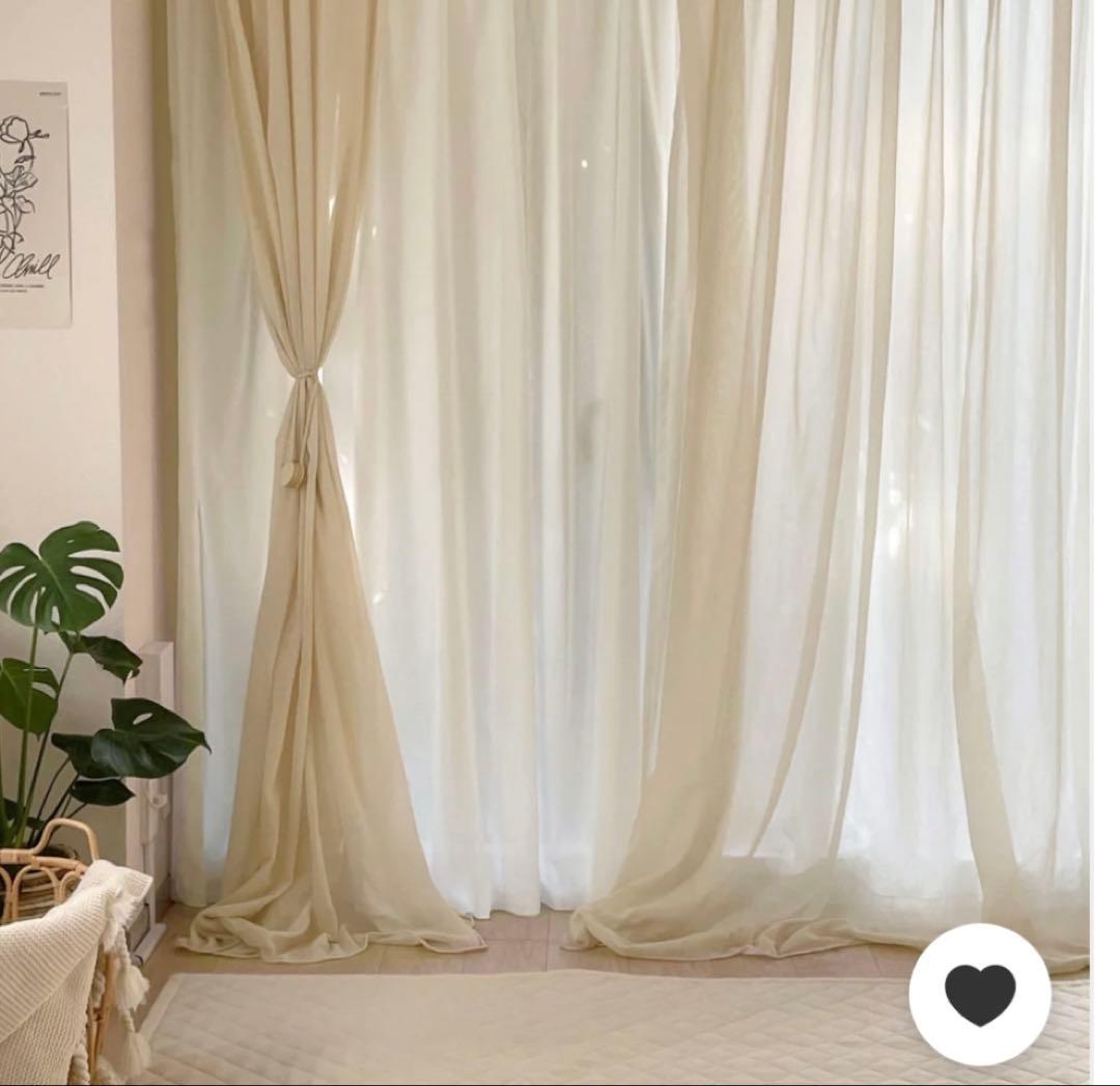 LittleRooms大人気！カラーシフォンカーテン クリーム